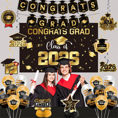 Zerunyiw Class of 2026 Backdrop highlights the milestone with a shimmering gold theme.