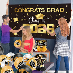 Zerunyiw gold themed decor works indoors or outdoors for flexible venues.