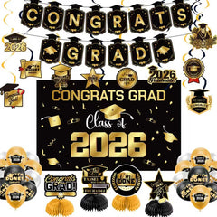 Zerunyiw graduation banner CONGRATS GRAD creates a bold photo focal point.