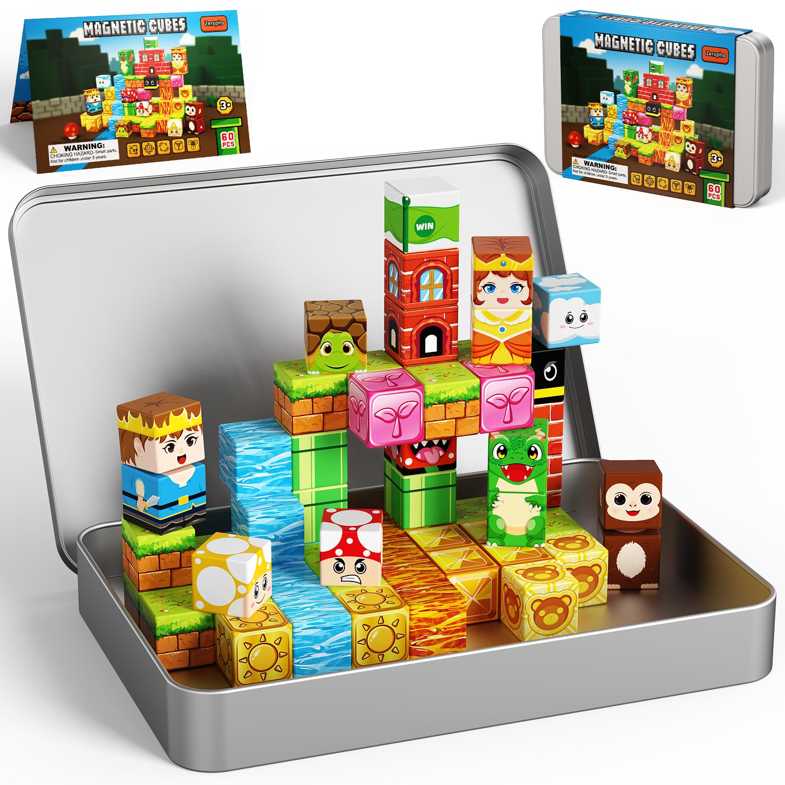 Zerxpho mini magnetic building cubes in an adventure case, perfect for on-the-go play and storage.