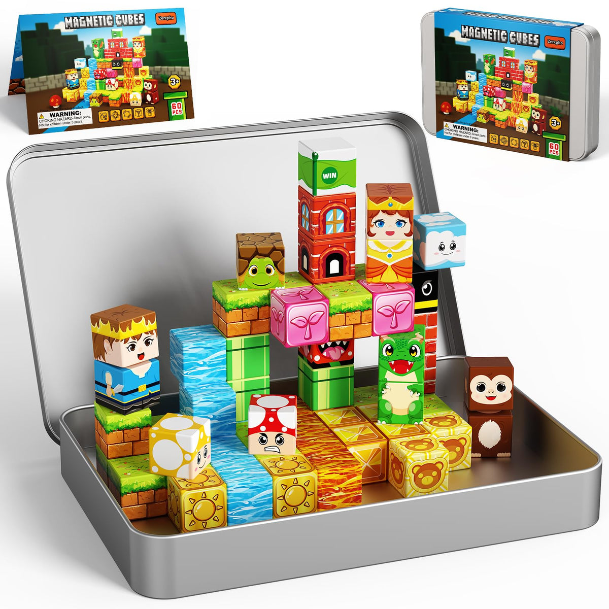 Zerxpho mini magnetic building cubes in an adventure case, perfect for on-the-go play and storage.