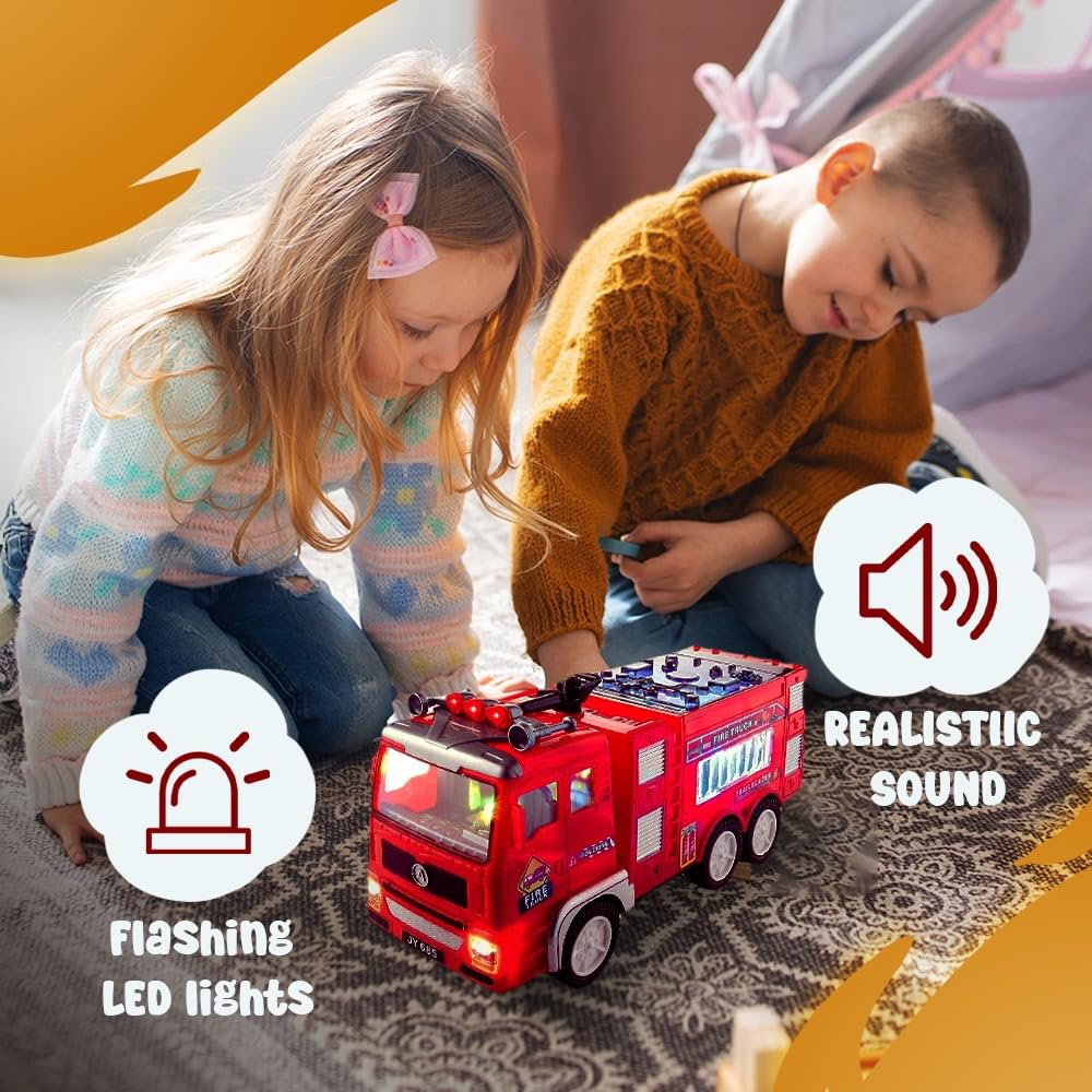 Zetz Brands Fire Truck push-and-go mode supports active, independent play.