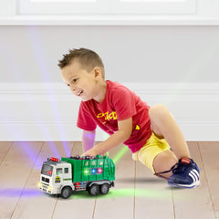 Zetz Brands toy garbage truck in bumper mode showing bump and go action