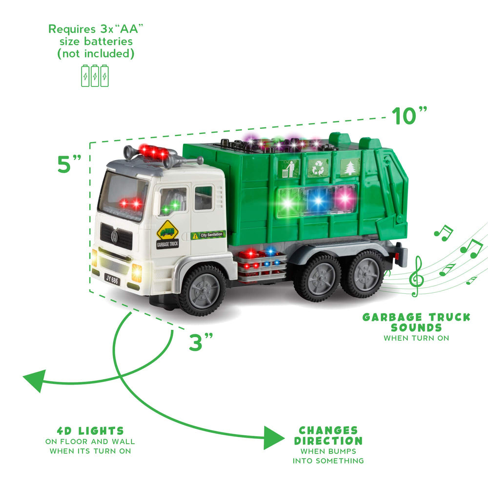 Zetz Brands garbage truck in push mode for easy toddler handling