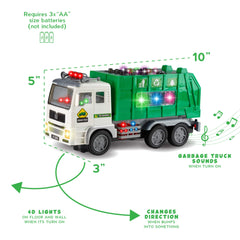 Zetz Brands garbage truck in push mode for easy toddler handling
