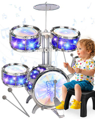 ZFSZSY kids drum set lights illuminate the stage for imaginative play.