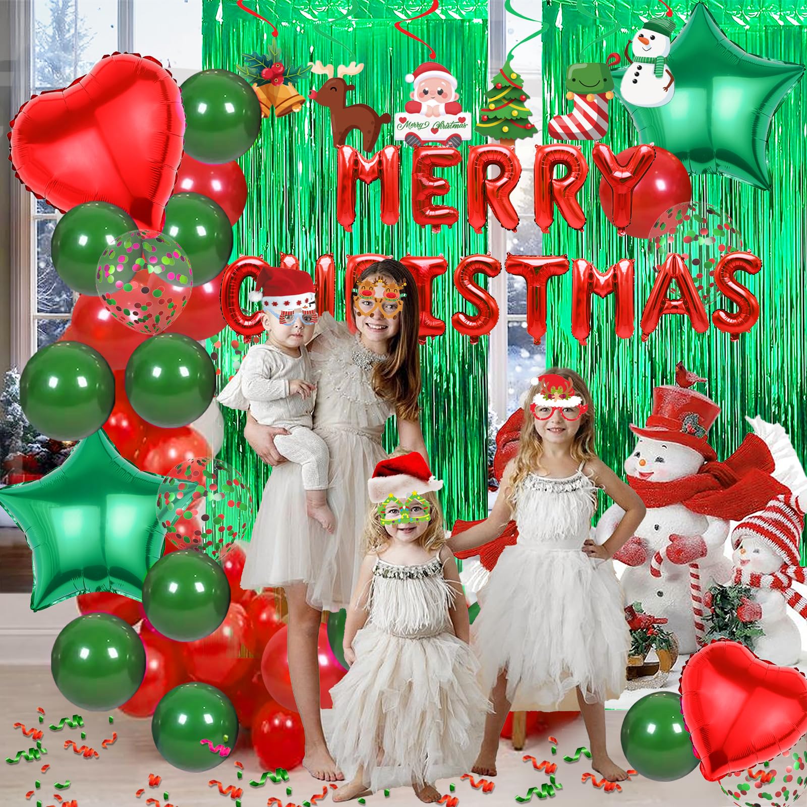 ZFUNBO hanging swirls with Santa, elk, tree for dynamic decor.
