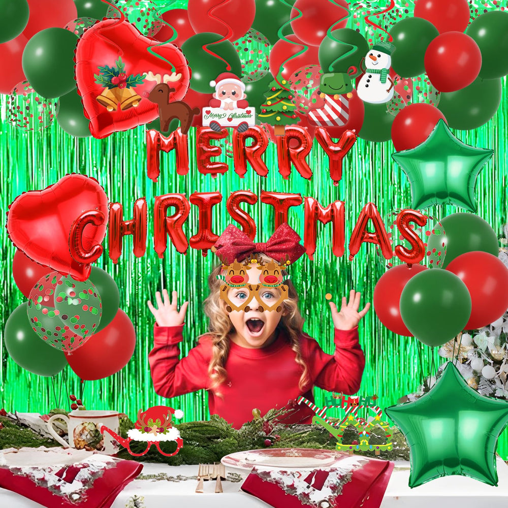 ZFUNBO green fringe curtain 78-inch pair creates a dramatic festive backdrop.