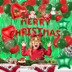 ZFUNBO green fringe curtain 78-inch pair creates a dramatic festive backdrop.