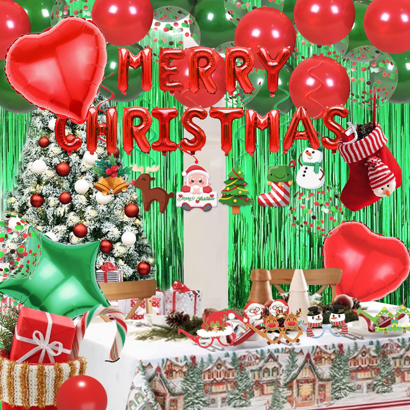 ZFUNBO MERRY CHRISTMAS foil balloon adds a classic holiday message.