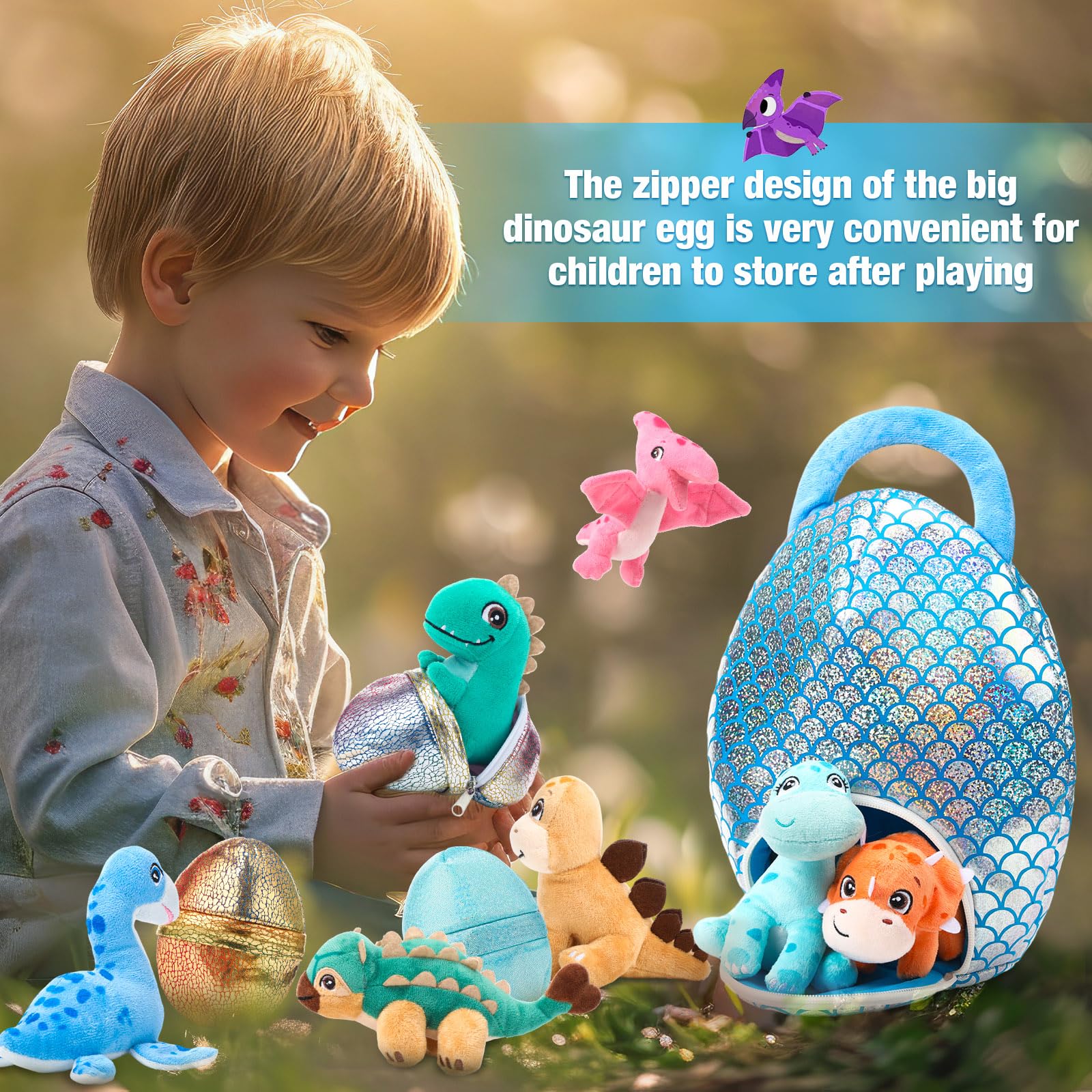 Zhanmai dinosaur plush gift decor suitable for celebrations.