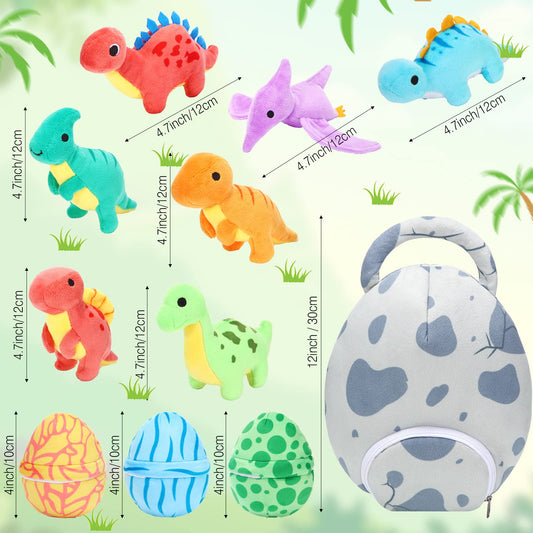 Zhanmai Easter dinosaur plush with small egg pack, easy to store.