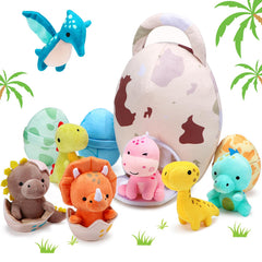 Zhanmai dinosaur plush toy set with small 5-inch figures, perfect for kids' playtime.