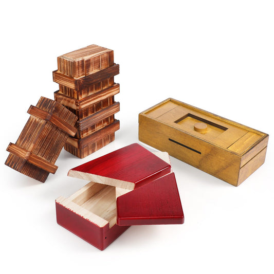 Zhanmai wooden puzzle box with elegant style hiding a small gift.