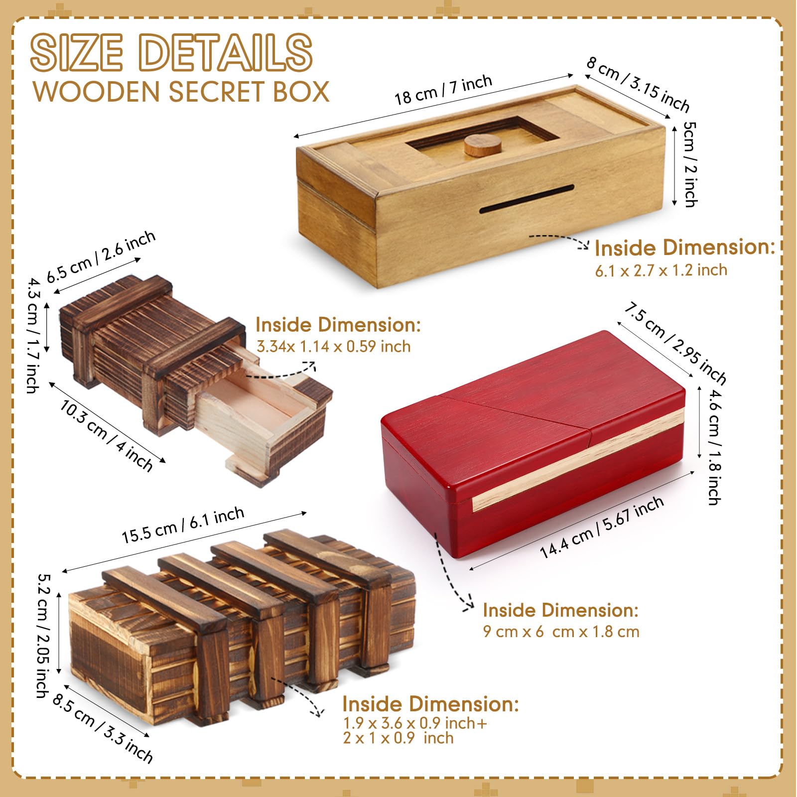 Zhanmai puzzle box gift set features smooth wood and a challenging opening.