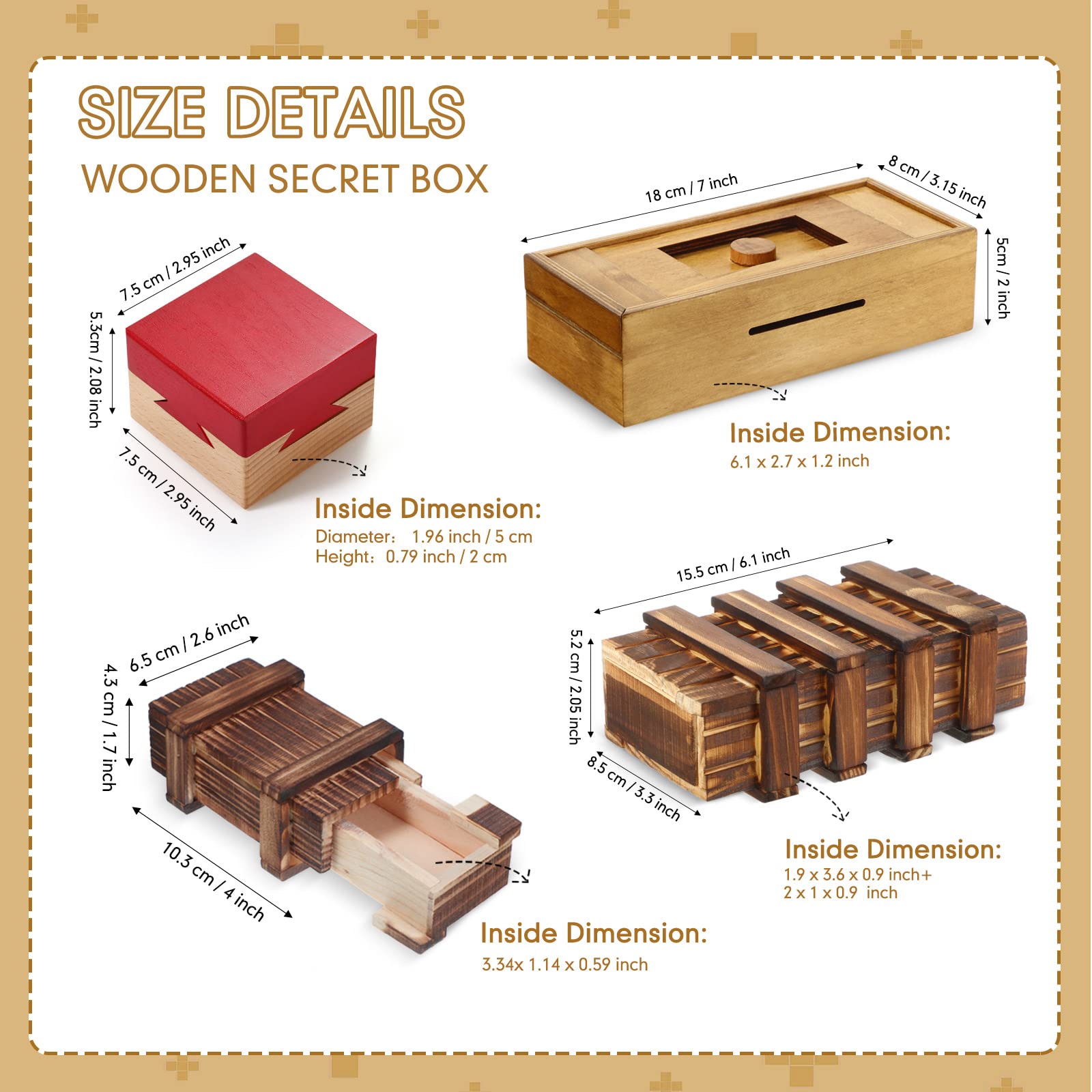 Zhanmai puzzle boxes lovely style side view highlights wood texture for durable appeal.
