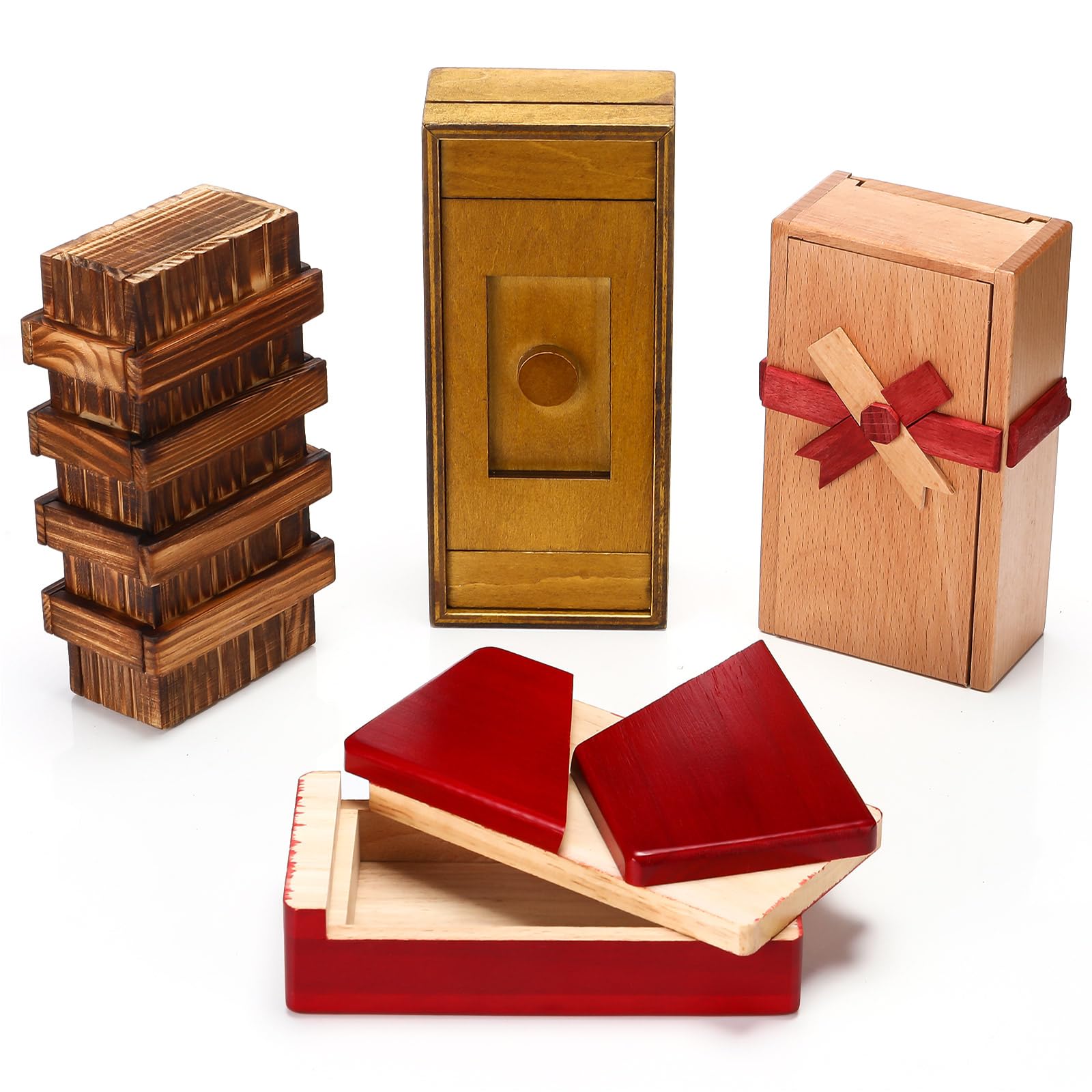 Zhanmai wooden puzzle box adorable style front view, perfect for gifting and curiosity.