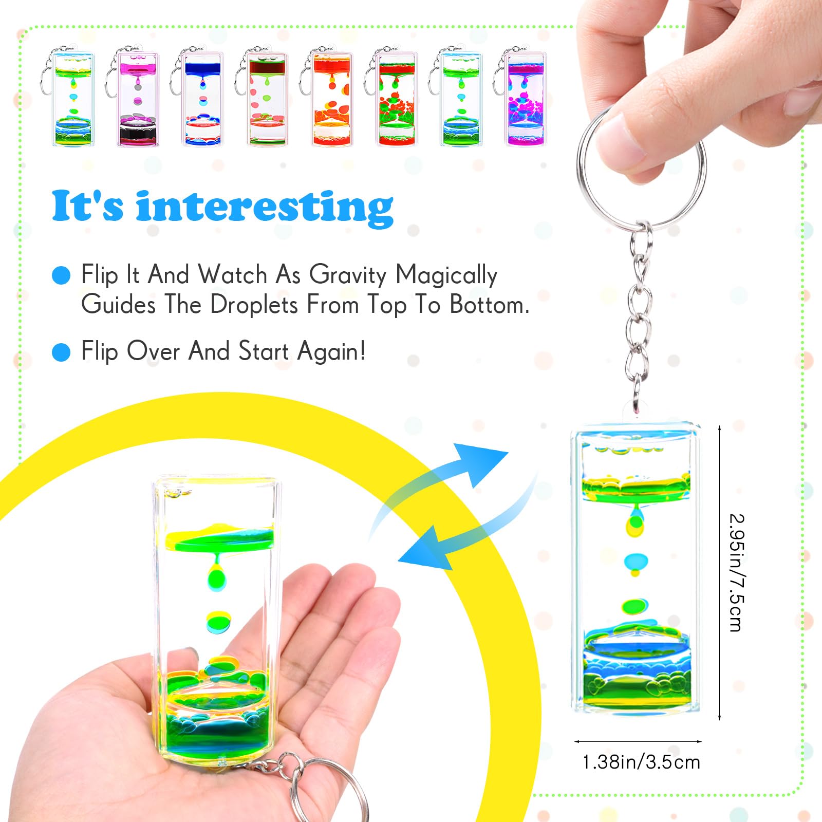 ZHBWOW green liquid motion bubbler keychain adds colorful kid-friendly focus.