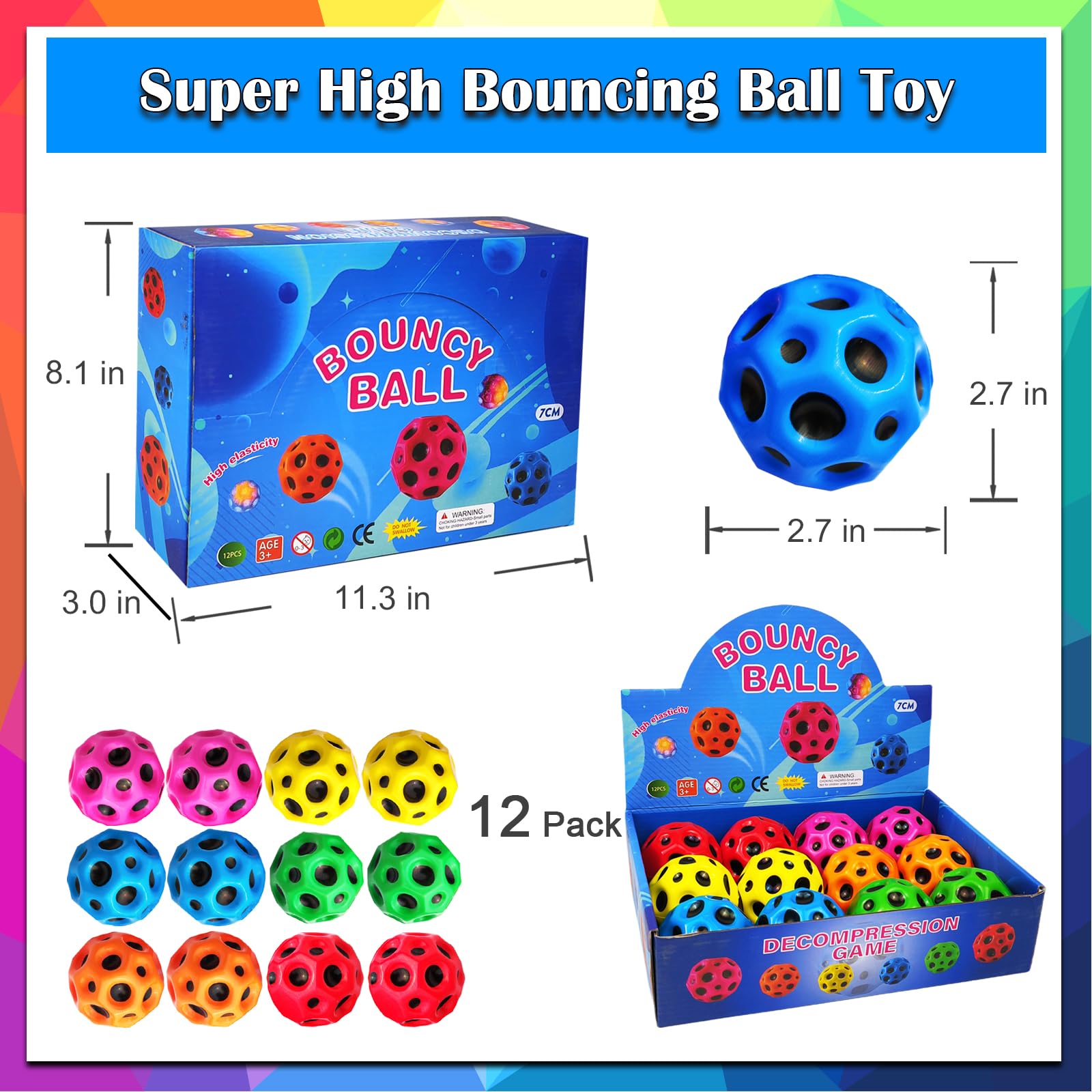 ZHEBAG Bouncy Ball with planet texture improves grip for easier handling.