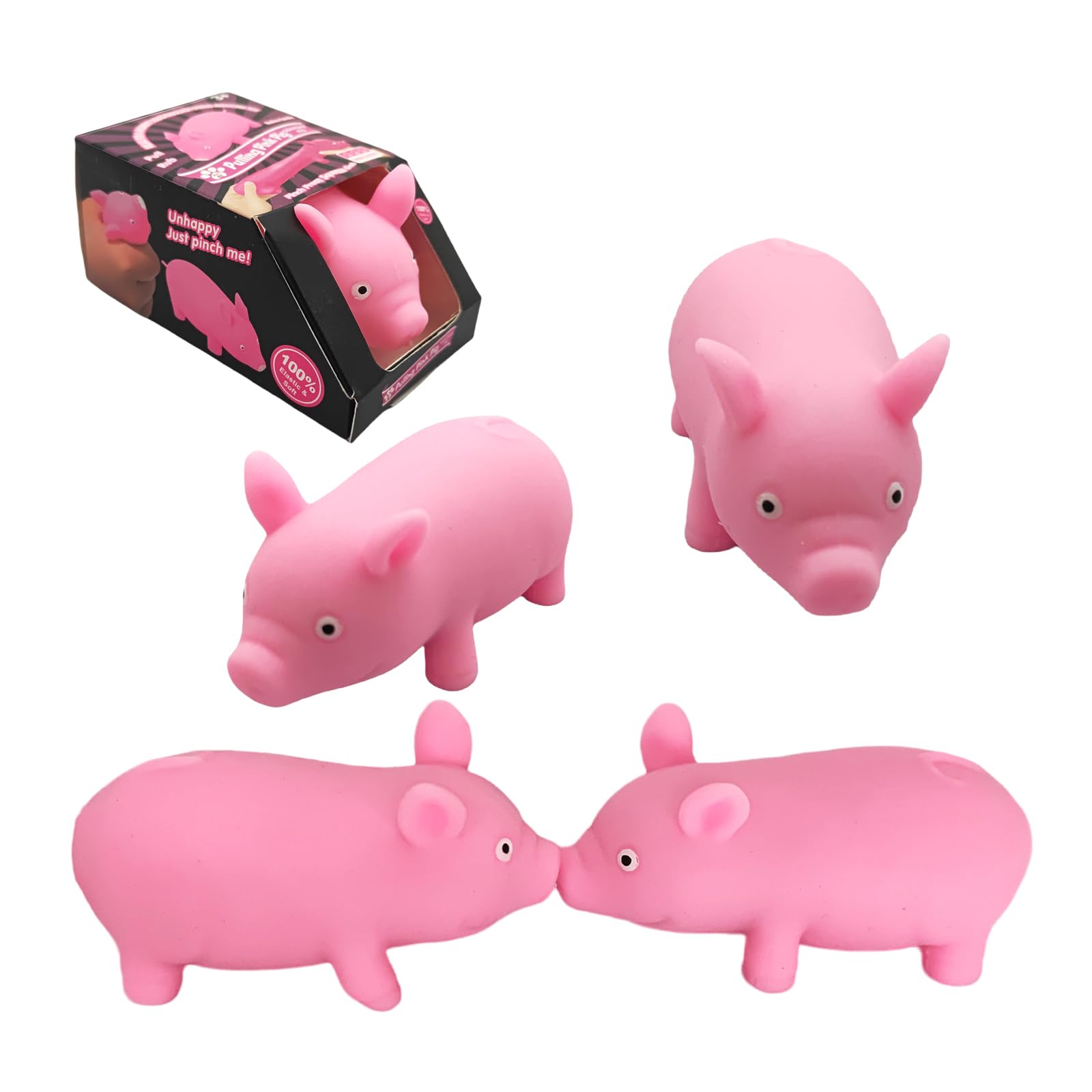 ZHEBAG pink pig stress toy, squeeze for quick relief and portable fidget fun.