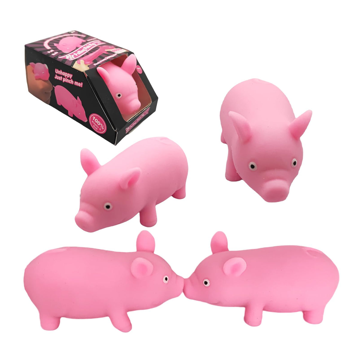 ZHEBAG pink pig stress toy, squeeze for quick relief and portable fidget fun.