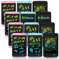 Zhehao 12-pack LCD writing tablets set in blue, pink and black for shared creativity.