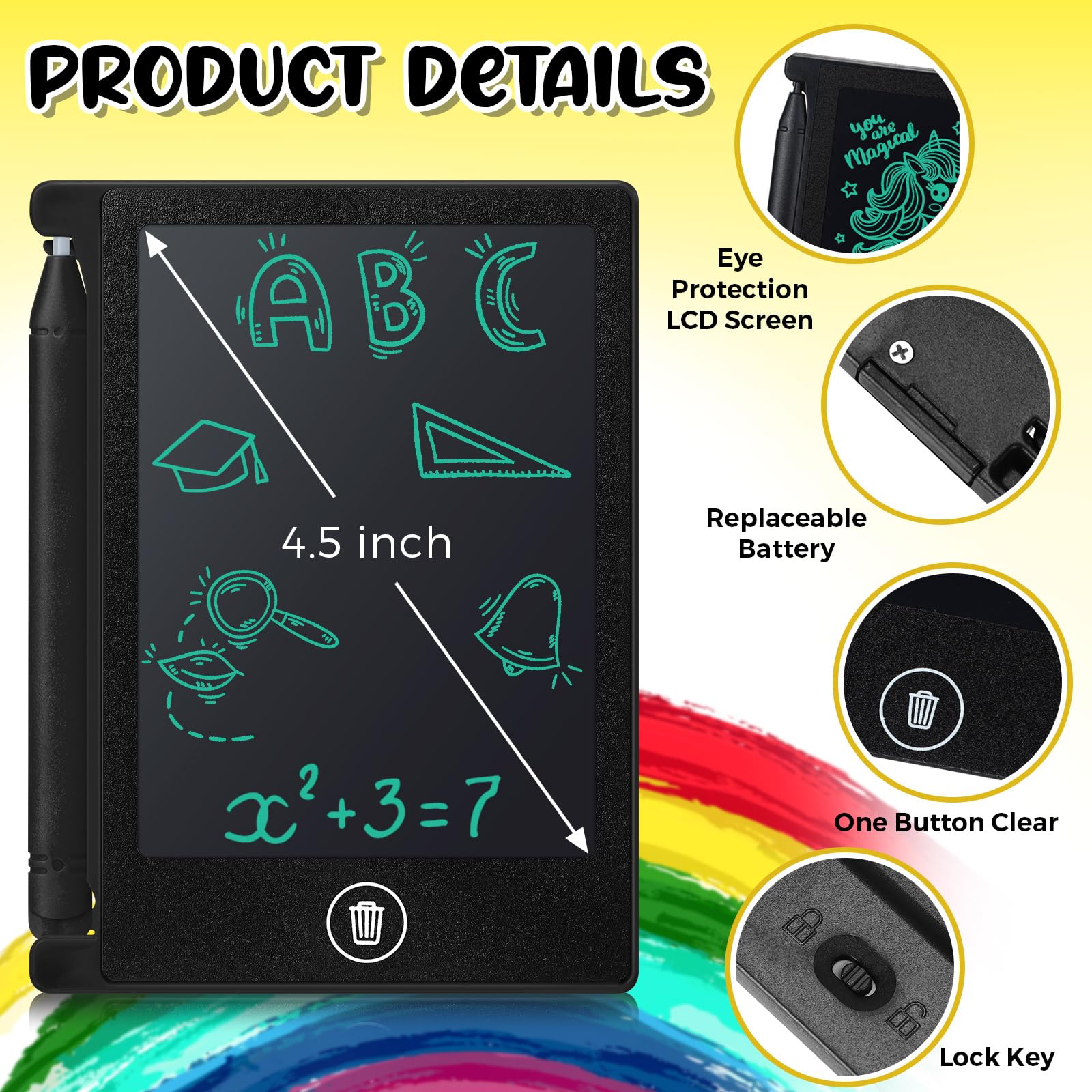 Zhehao 24-pack LCD doodle board, front view, ideal for classroom activities.