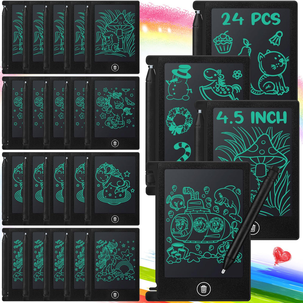 Zhehao 24-pack LCD writing tablets, 4.5 inch, compact for travel drawing.