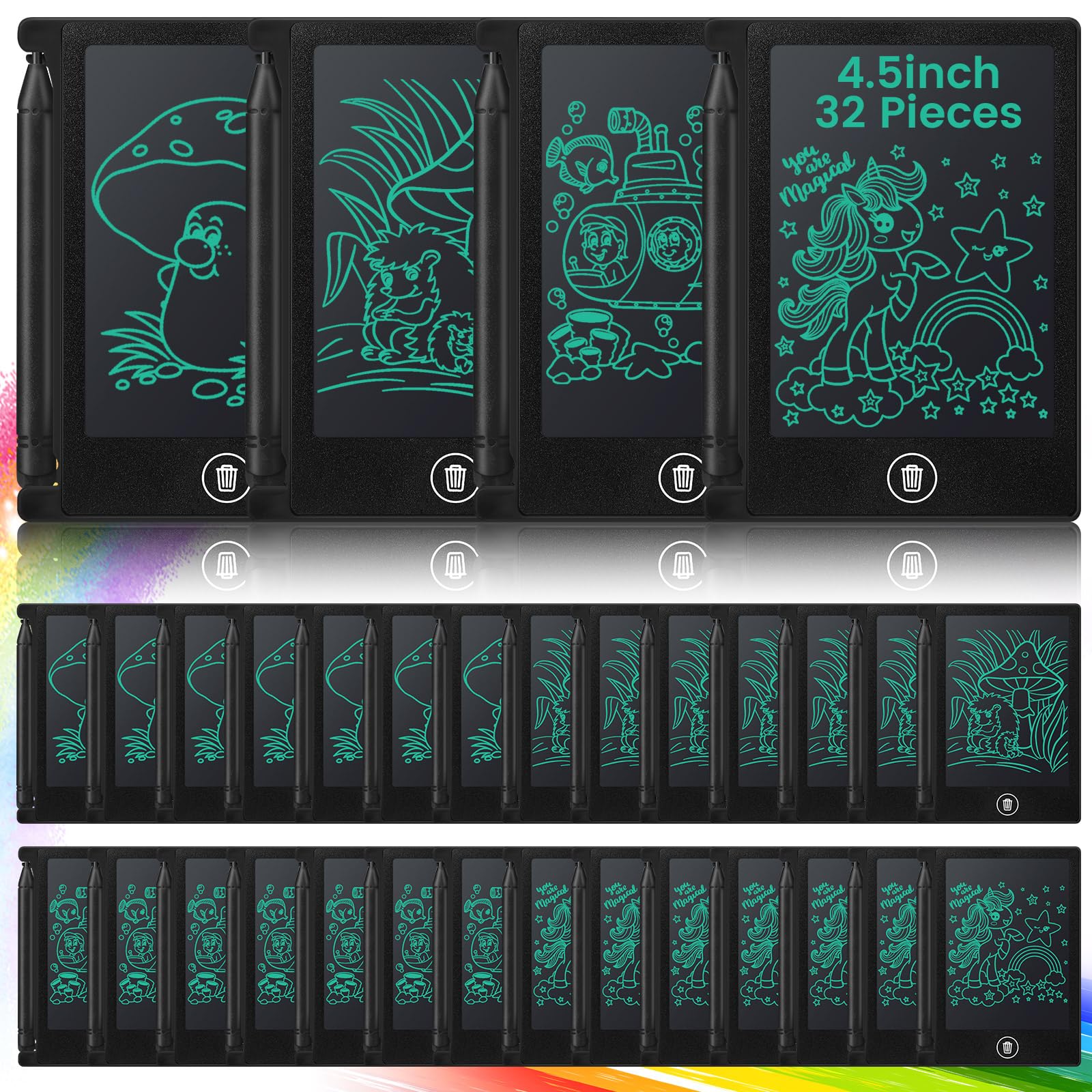 Zhehao 32-pcs mini LCD writing tablets pack for shared learning and classroom use.