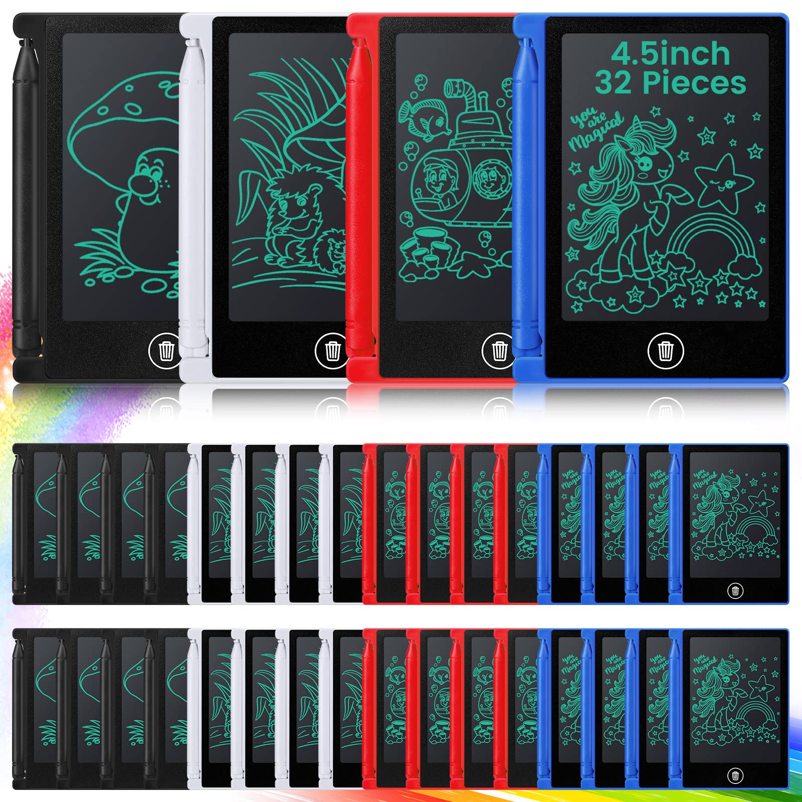 Zhehao 32 pack mini LCD tablet front view for on the go doodling and learning