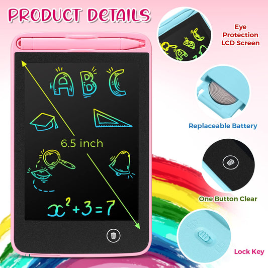 Zhehao kids doodle board with 6.5-inch color screen for mess-free drawing.