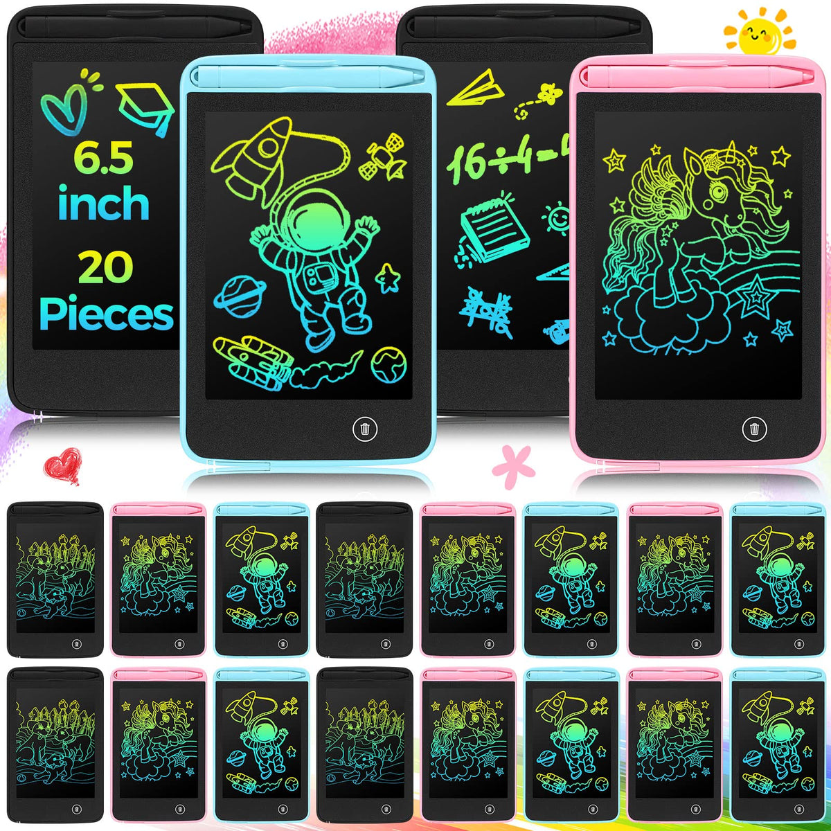Zhehao LCD writing tablet packaging showing a 20-piece kid set for easy gifting
