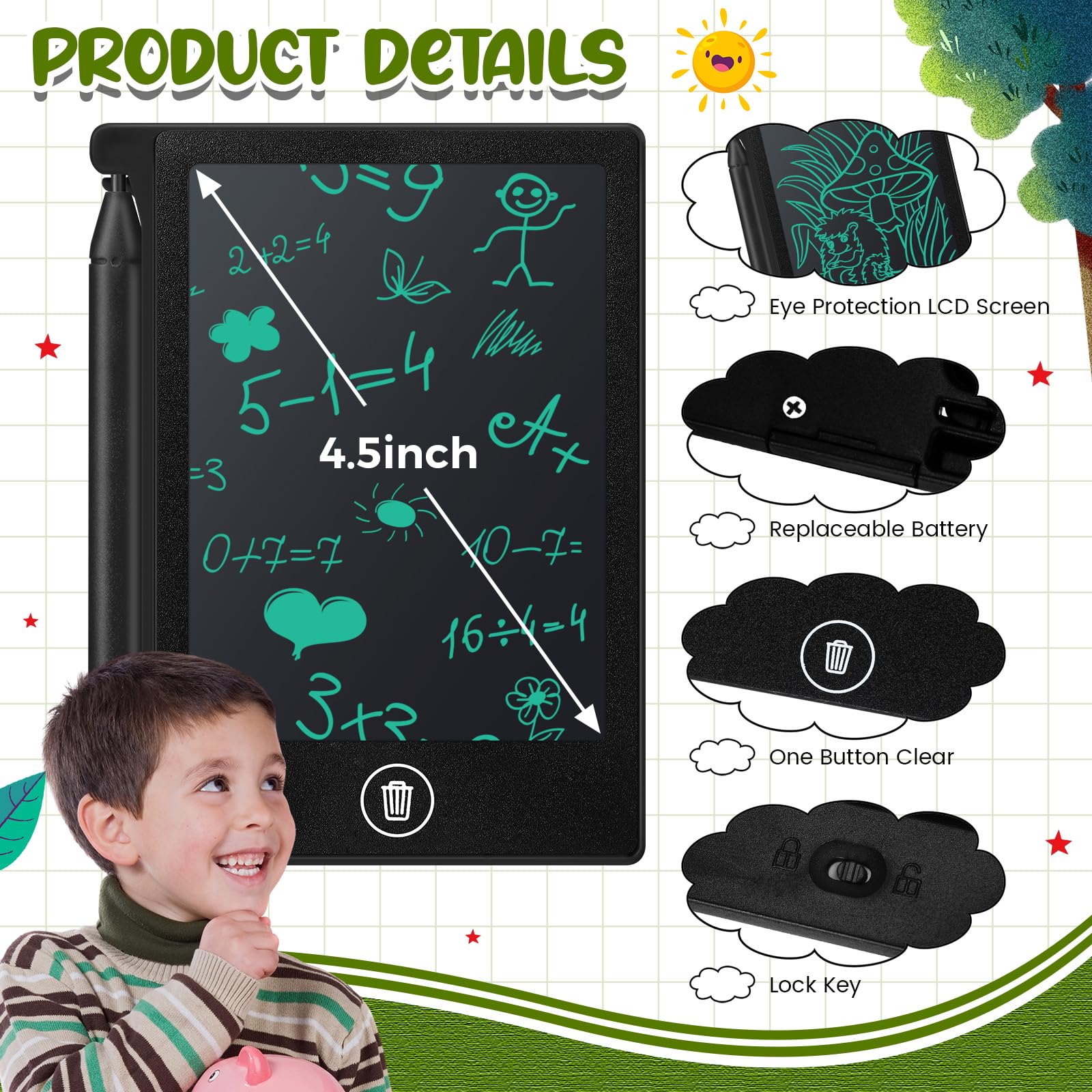 Zhehao 4-5 inch mini LCD writing tablet in use by child.
