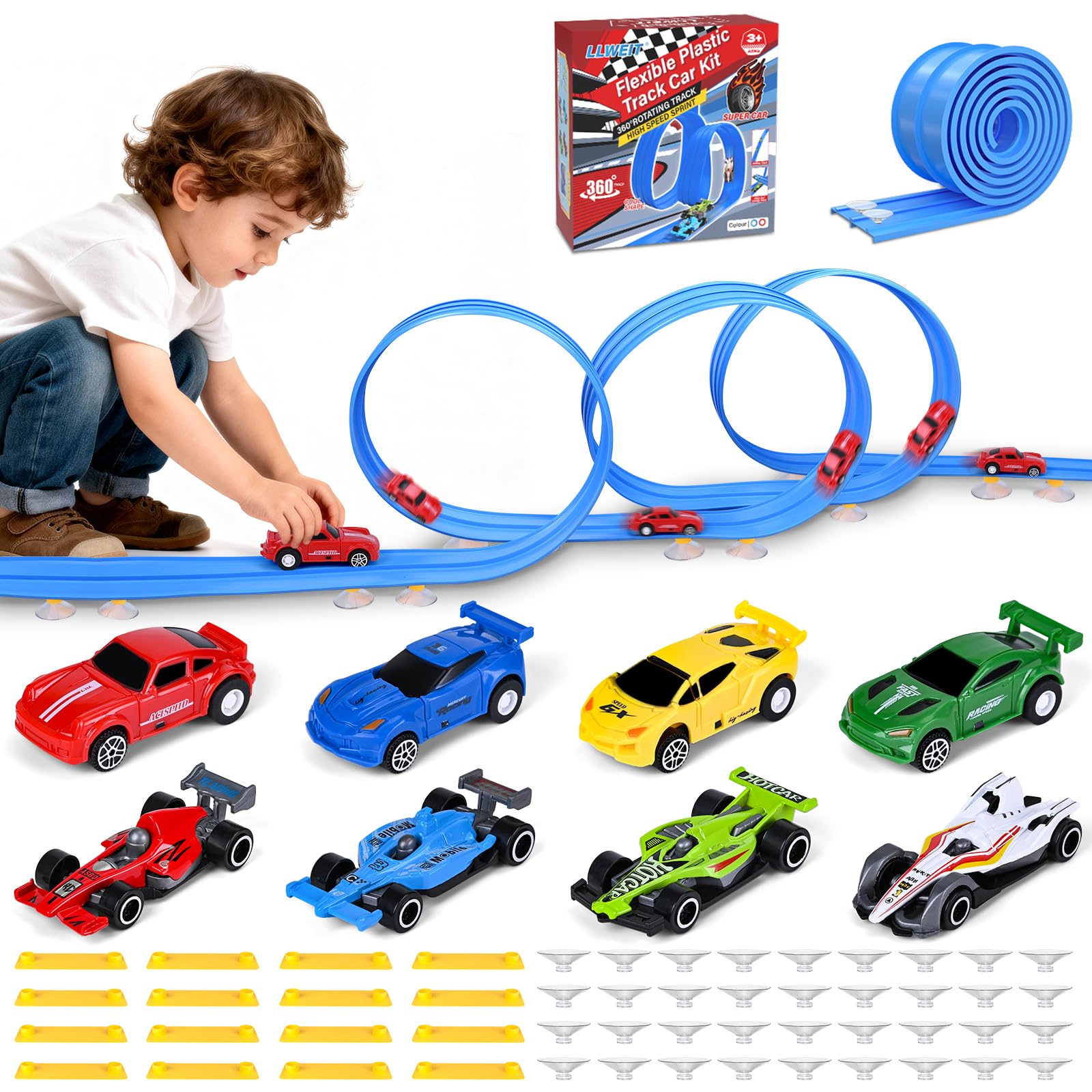 ZHFUYS 20ft flexible track layout for circular play and imaginative routes.