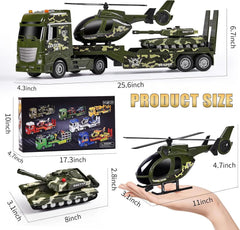 ZHFUYS 25.6-inch green military helicopter with rotating rotor boosts realistic play.