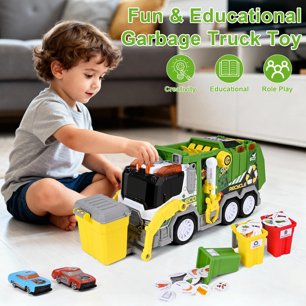 ZHFUYS garbage truck toy kids-playing together for cooperative learning.