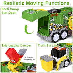 ZHFUYS garbage truck toy side-lift showing interactive sorting play.