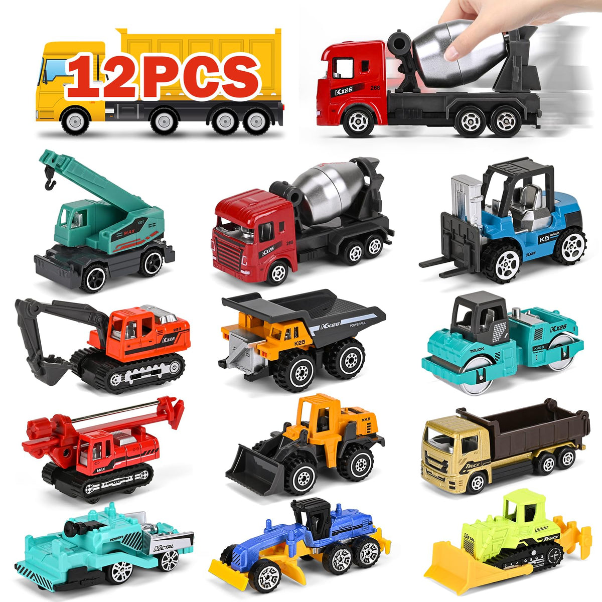 ZHFUYS metal mini cars in vibrant colors for color recognition during sandbox play
