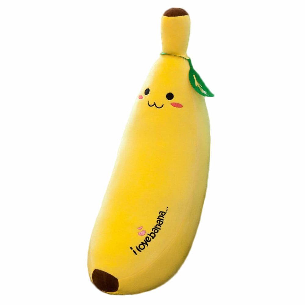 zhidiloveyou banana plush pillow front view with soft fabric for kid-friendly comfort.