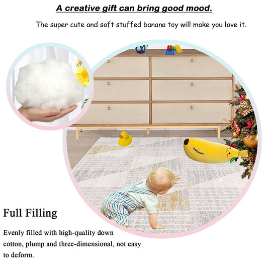 zhidiloveyou banana plush pillow side view showing three-dimensional shape and plush fullness.