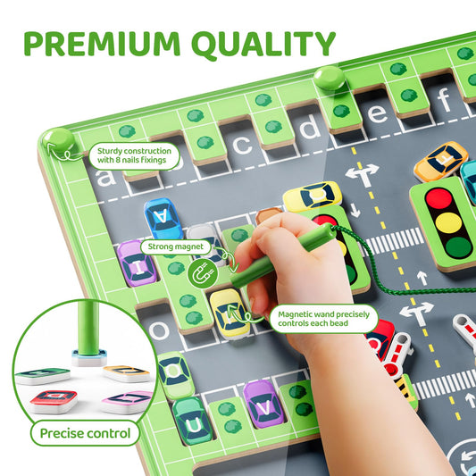 zhiwuzhu Magnetic Alphabet Maze with letter cars aids matching and motor play