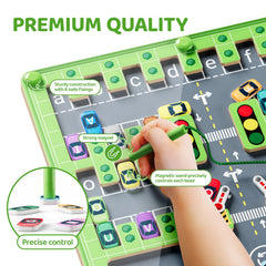 zhiwuzhu Magnetic Alphabet Maze with letter cars aids matching and motor play