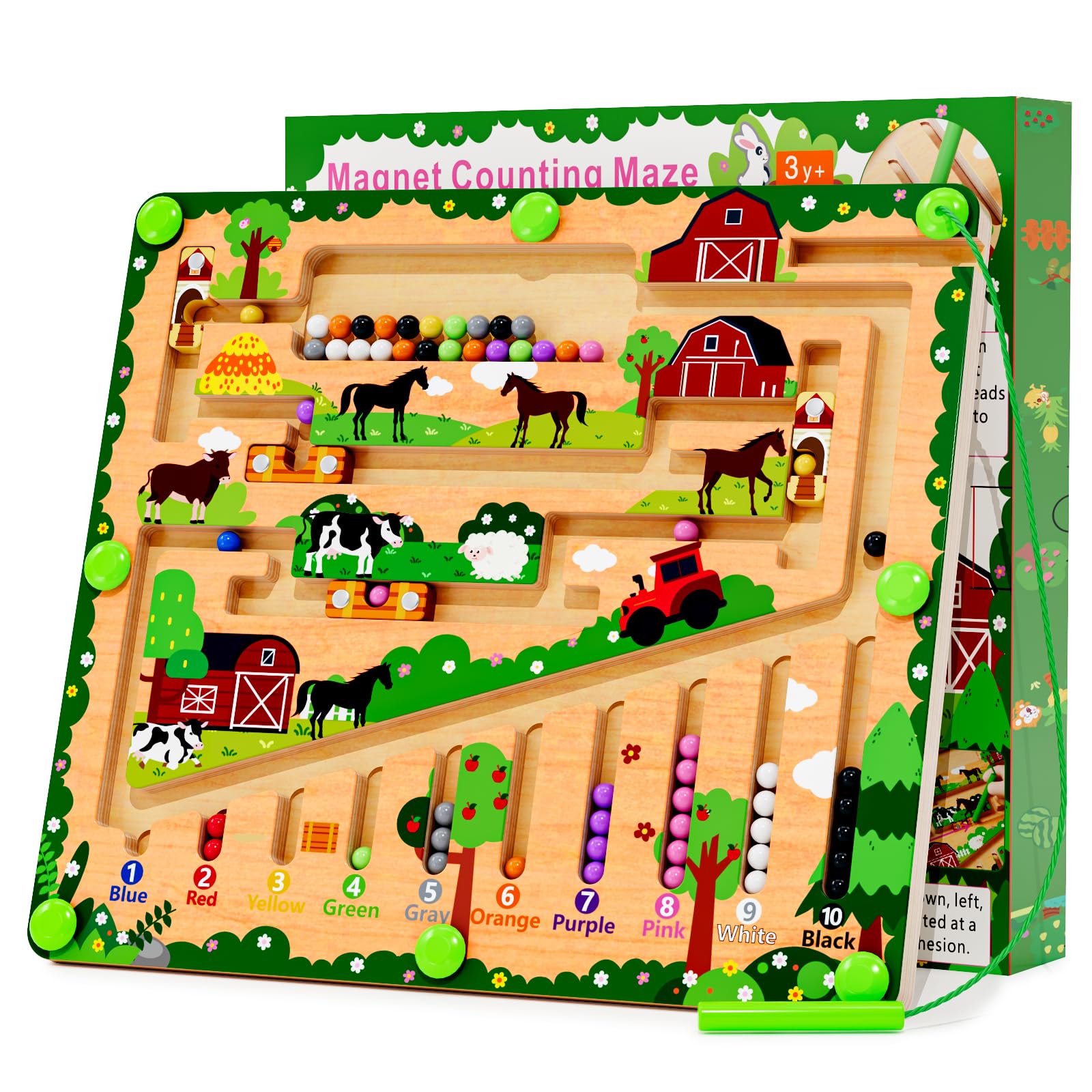 zhiwuzhu Magnetic Color and Number Maze left-channel path supports simple bead guiding.