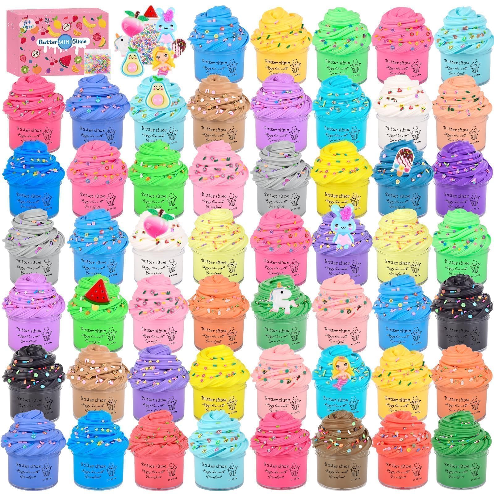 ZHNEHAOKAN Christmas slime 56-pack box for sensory play and party favors.