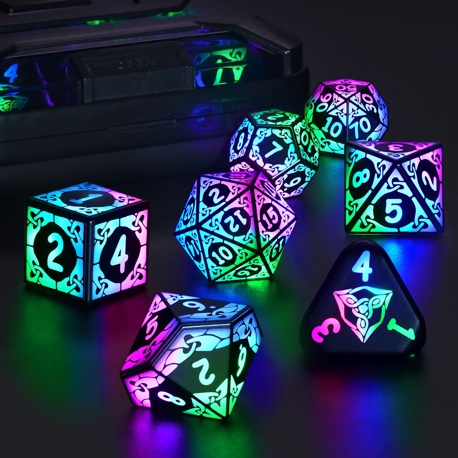 ZHOORQI charging box with LED dice shows charging status and organization.