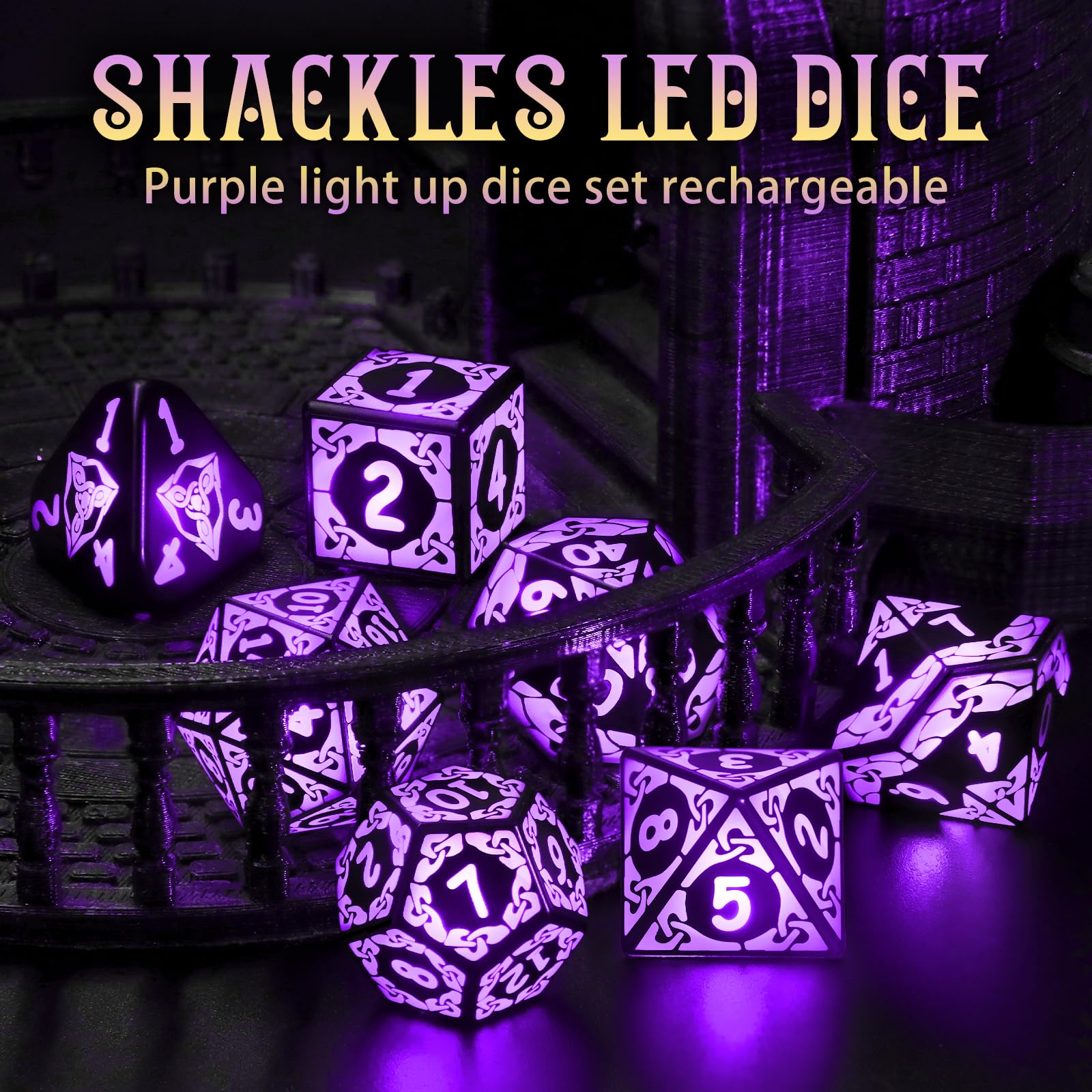 ZHOORQI shackle-textured glow dice add epic ambiance to play