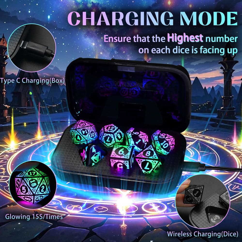 ZHOORQI LED DND Dice D8 with vibrant glow for immersive play.