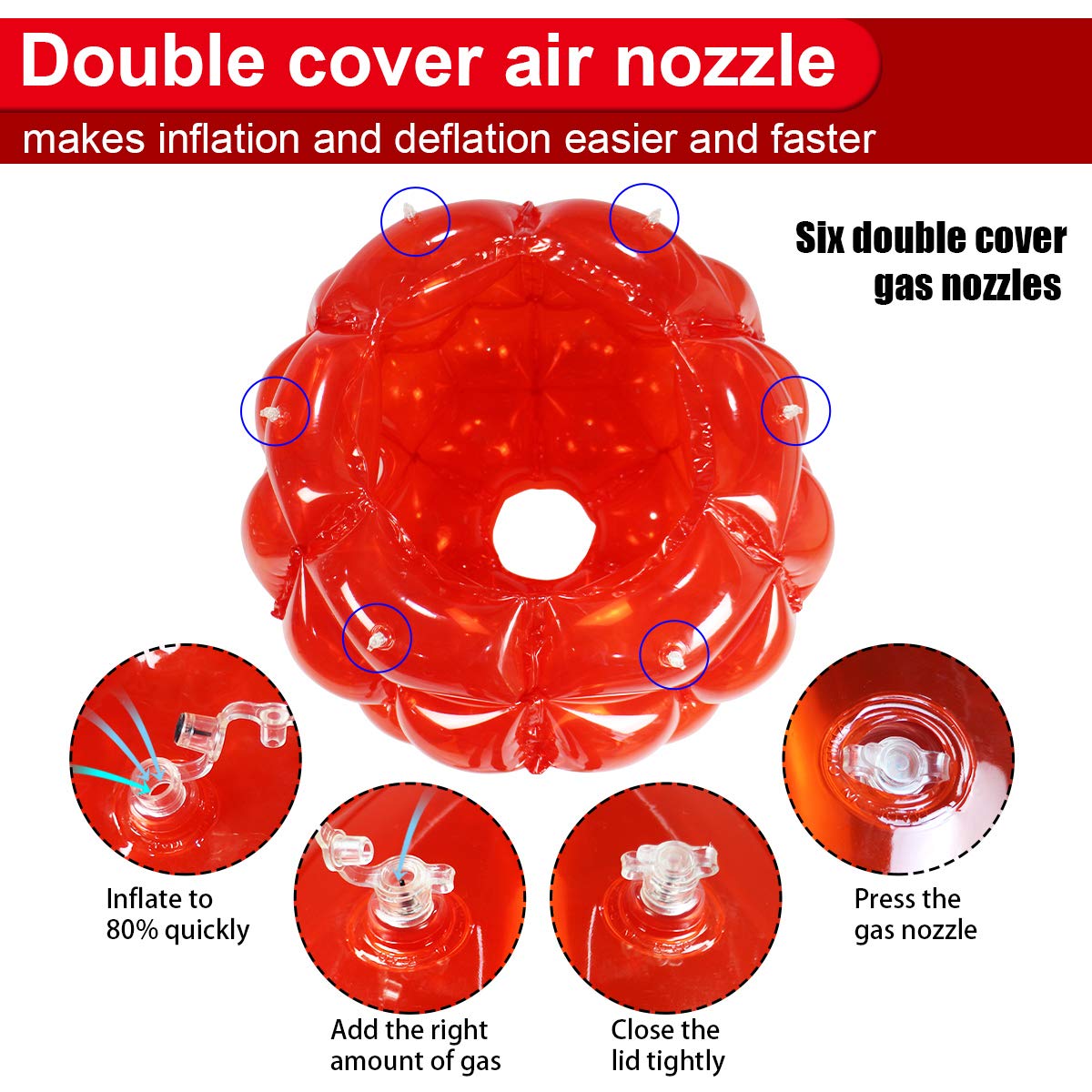 Inflatable cushion of ZHUYNXIR sumo ball softens contact for safer play.