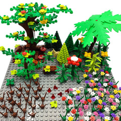 ZHX Garden Park trees and plants add realistic charm for imaginative brick builds.