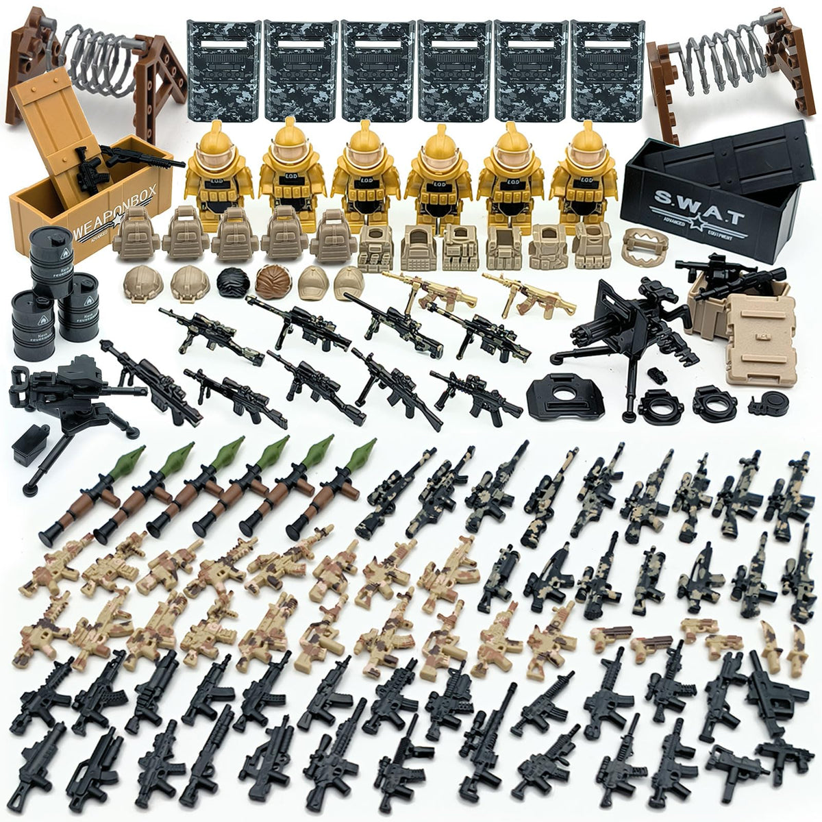 ZHX camouflage guns in the Military Weapon Pack for immersive play and durable ABS construction.